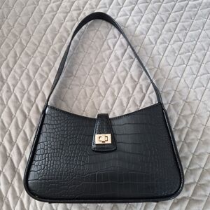 H&M Black Crocodile-Embossed Shoulder Bag